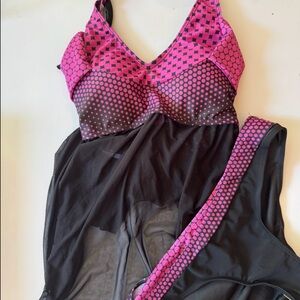 Pink and Black Mesh Lingerie Set